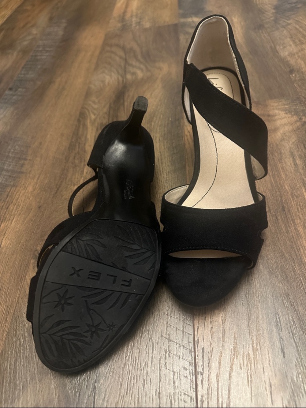 Life Stride Soft System Black Women's Open-Toe Suede Heels - Picture 3 of 3